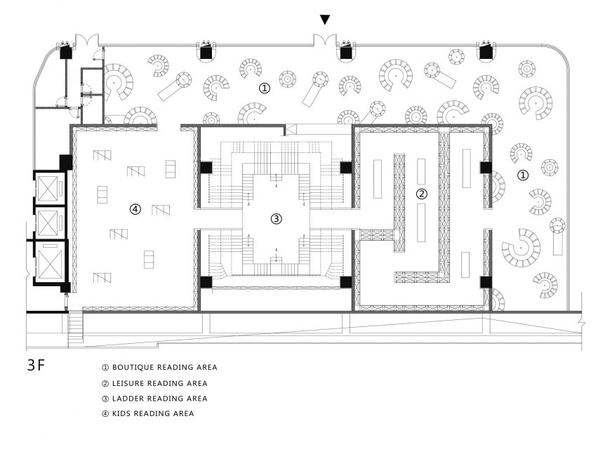 Lower floor plan of Chongqing Zhongshuge Bookstore by X+Living