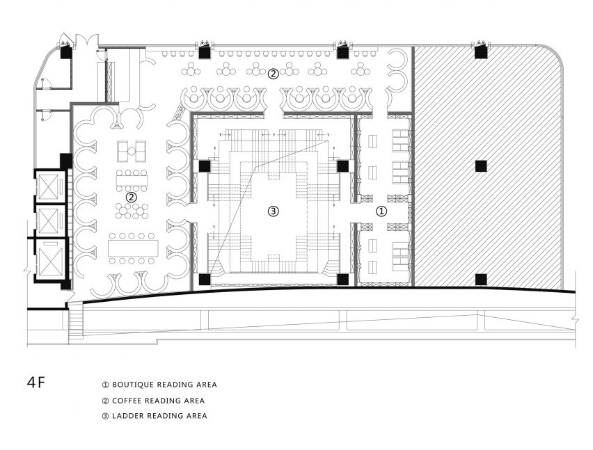 Upper floor plan of Chongqing Zhongshuge Bookstore by X+Living