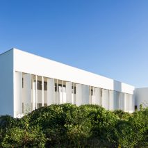 White concrete shutters front Brazilian university building