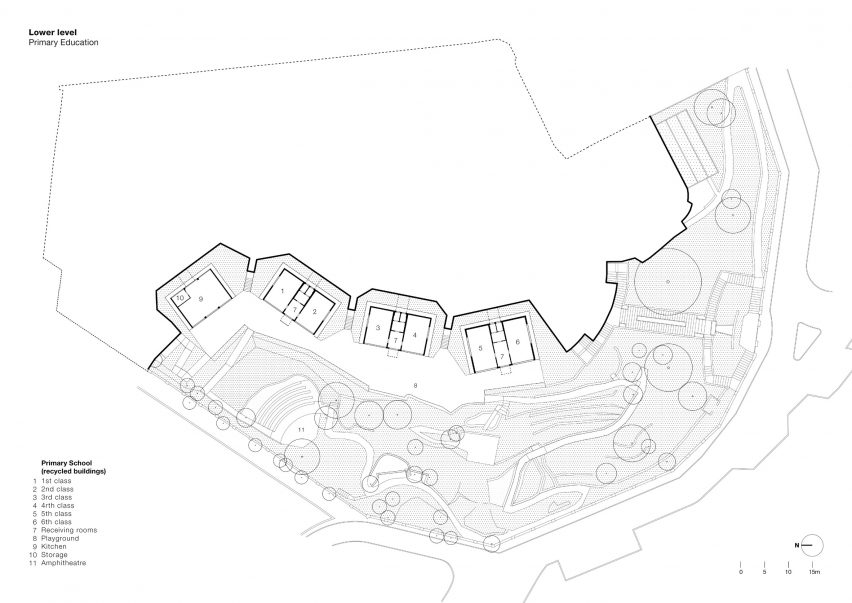 Lower level plan of El Til-ler Kindergarten School by Eduard Balcells, Ignasi Rius and Daniel Tigges