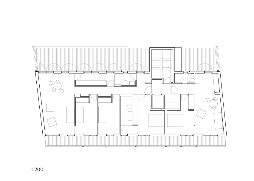 Attic floor plan of Elcano Housing Block by FRPO