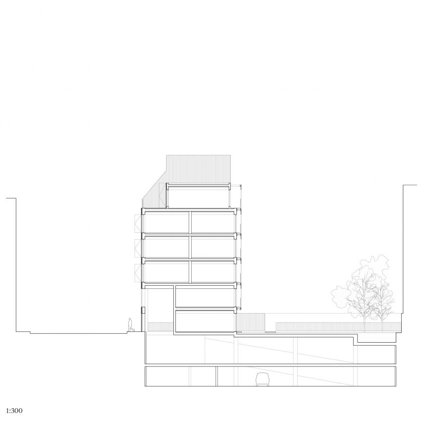 Section facing east of Elcano Housing Block by FRPO