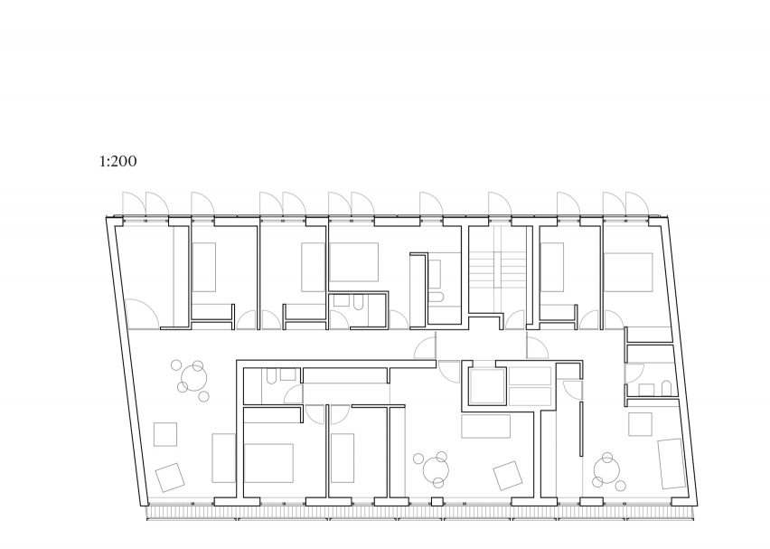Typical floor plan of Elcano Housing Block by FRPO