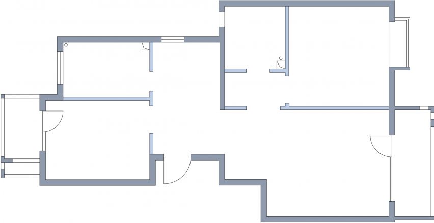Existing old floor plan of Free Balcony An by Drawing Architecture Studio DAS