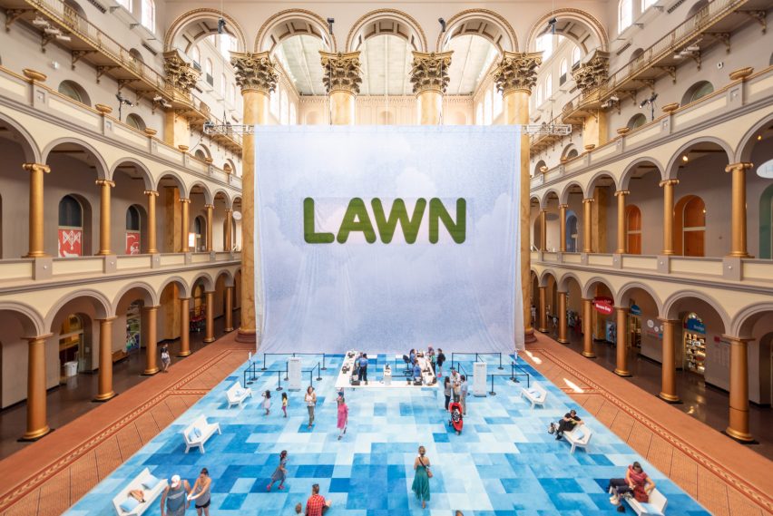Lawn installation by Rockwell Group at Washington DC's National Building Museum