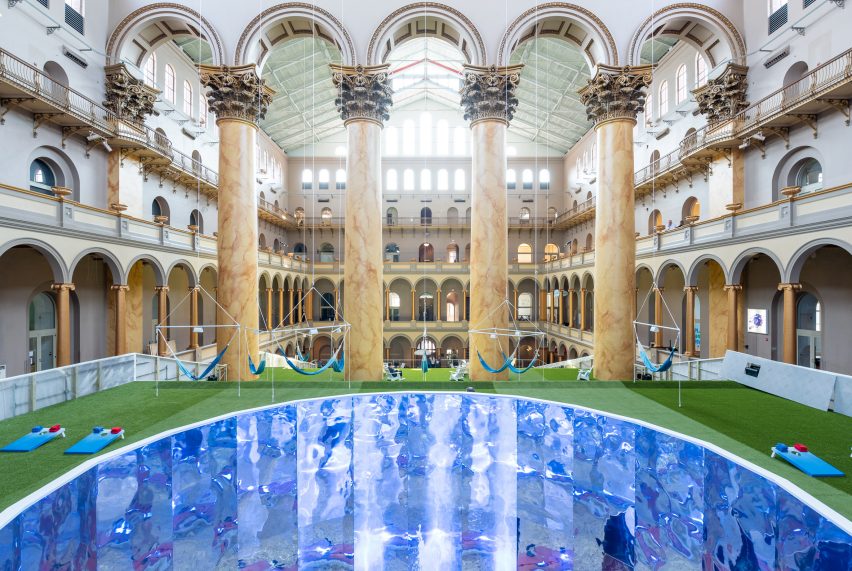 Lawn installation by Rockwell Group at Washington DC's National Building Museum