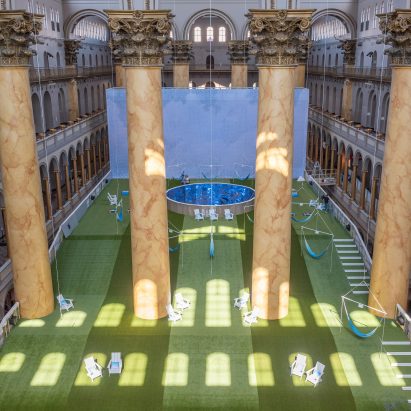Lawn installation by Rockwell Group at Washington DC's National Building Museum