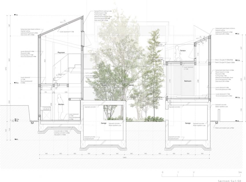 Section of Loop House by Tomohiro Hata Architect and Associates