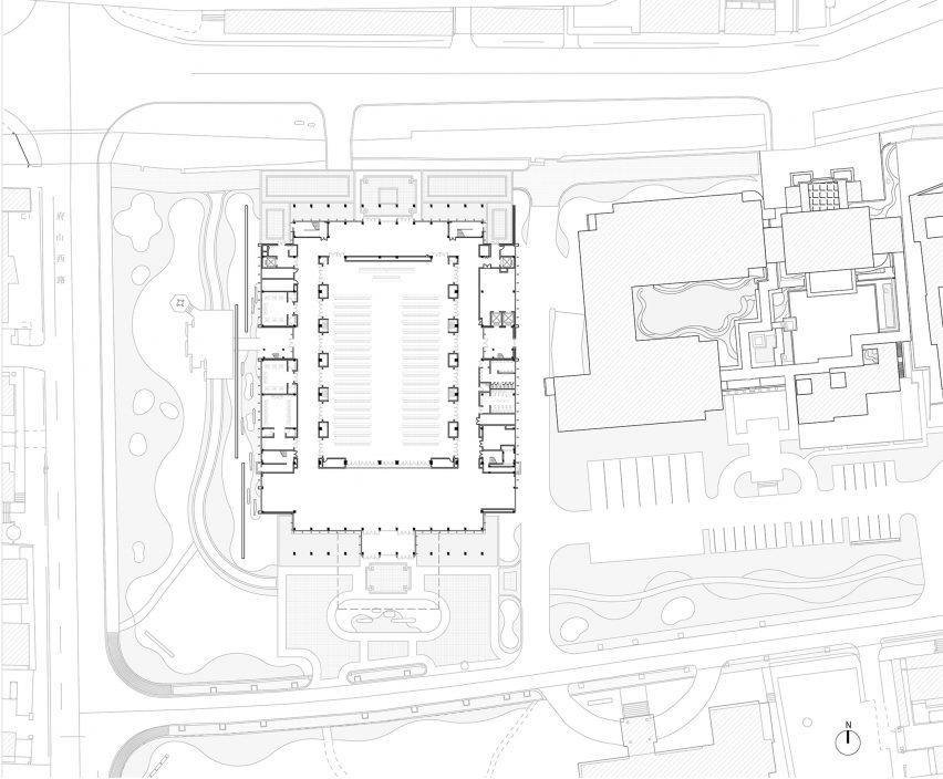Ground floor plan of Detail of Multi-purpose hall in Shaoxing Hotel by Architectural Design and Research Institute at Zhejiang University UAD