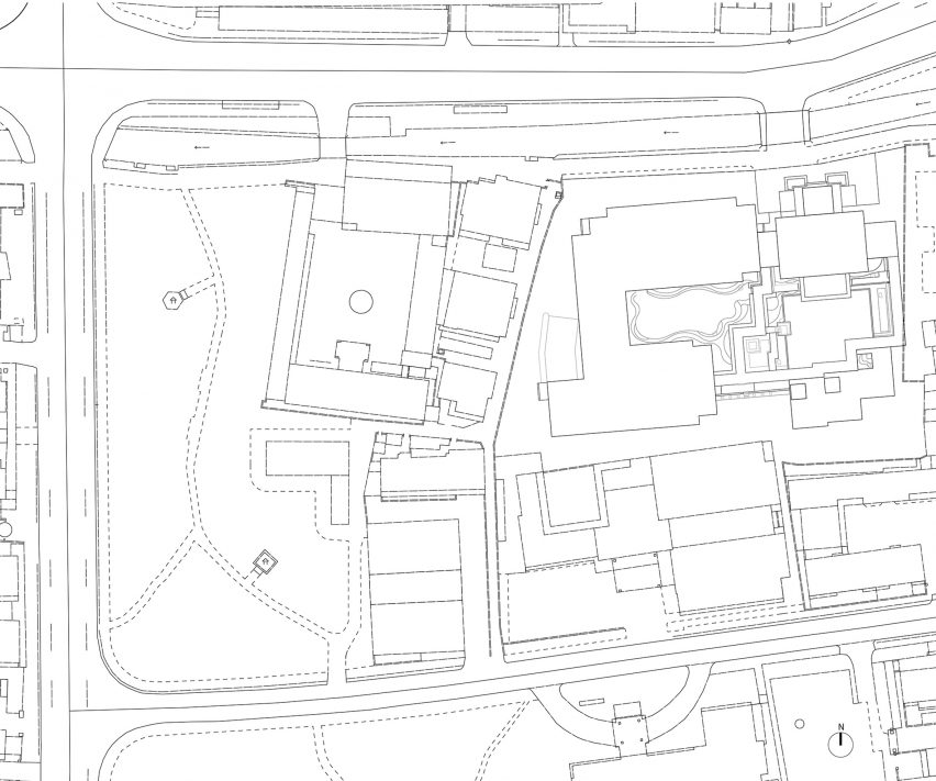 Site plan of Detail of Multi-purpose hall in Shaoxing Hotel by Architectural Design and Research Institute at Zhejiang University UAD