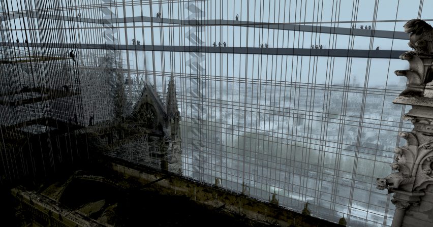 Soltani+LeClercq proposes shrouding Notre-Dame in a veil