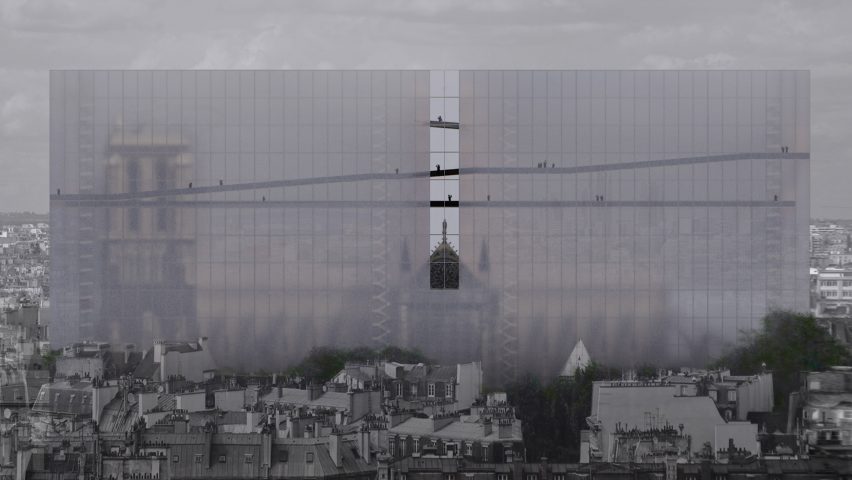 Soltani+LeClercq proposes shrouding Notre-Dame in a veil