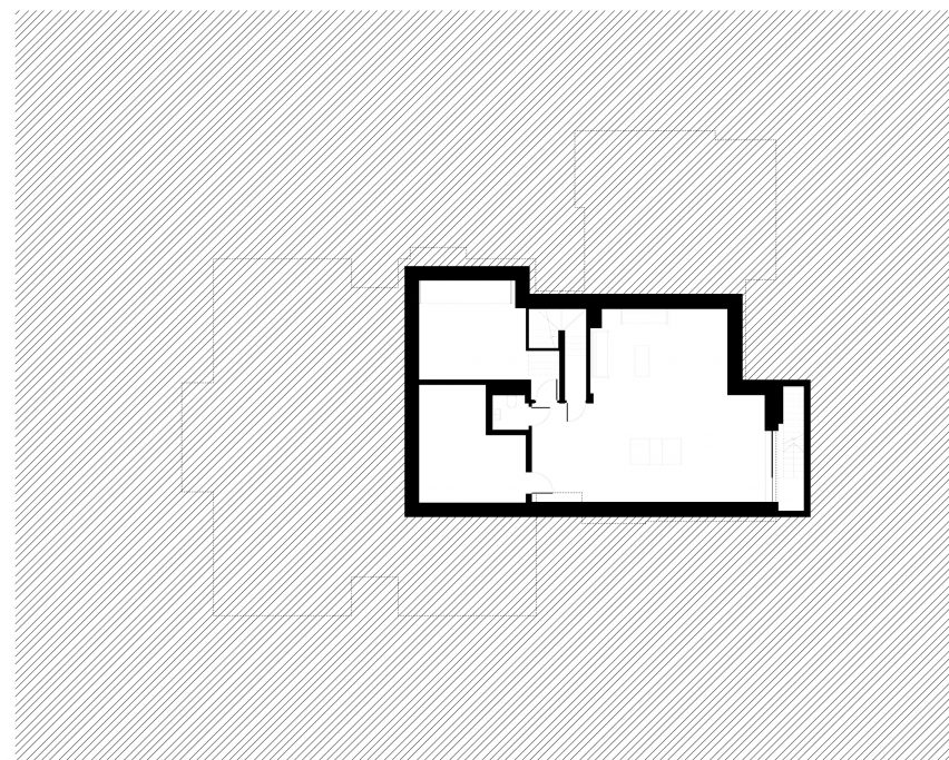 Basement floor plan of Push-Pull House by Cullinan Studio
