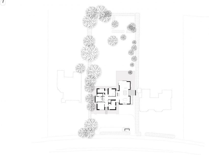 Site and landscaping plan of Push-Pull House by Cullinan Studio