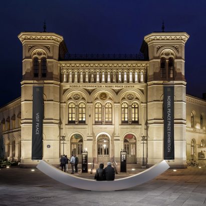 The Best Weapon bench at Nobel Peace Centre by Snohetta