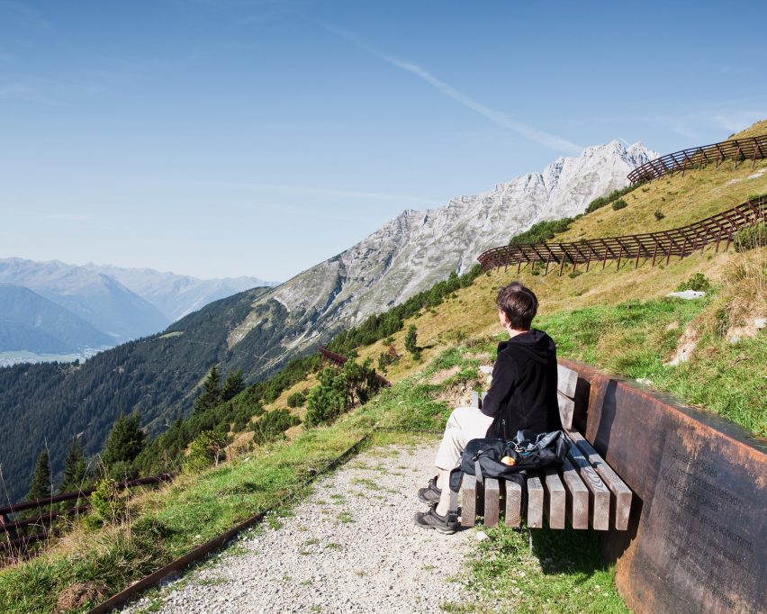 Cantilevered viewpoint on Perspektivenweg walking trail by Snøhetta, Innsbruck, Austria