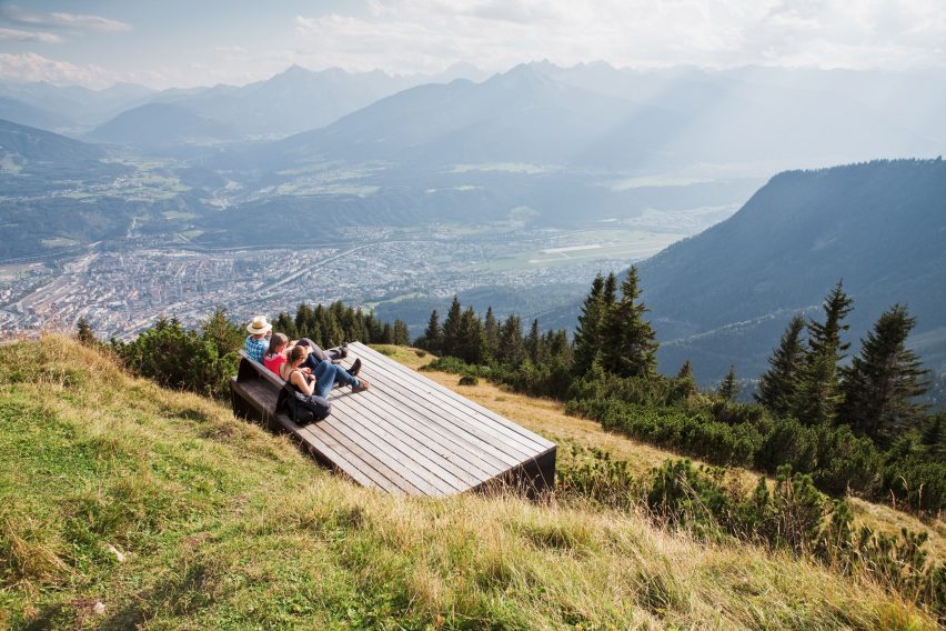 Cantilevered viewpoint on Perspektivenweg walking trail by Snøhetta, Innsbruck, Austria