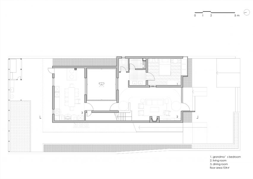 Ground floor plan of Song House by AZL Architects