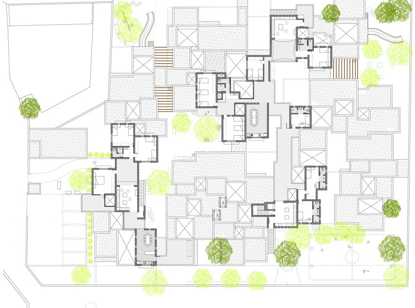 First floor plan of SOS Children's Village by Urko Sanchez Architects
