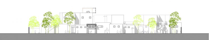 Longitudinal section B of SOS Children's Village by Urko Sanchez Architects