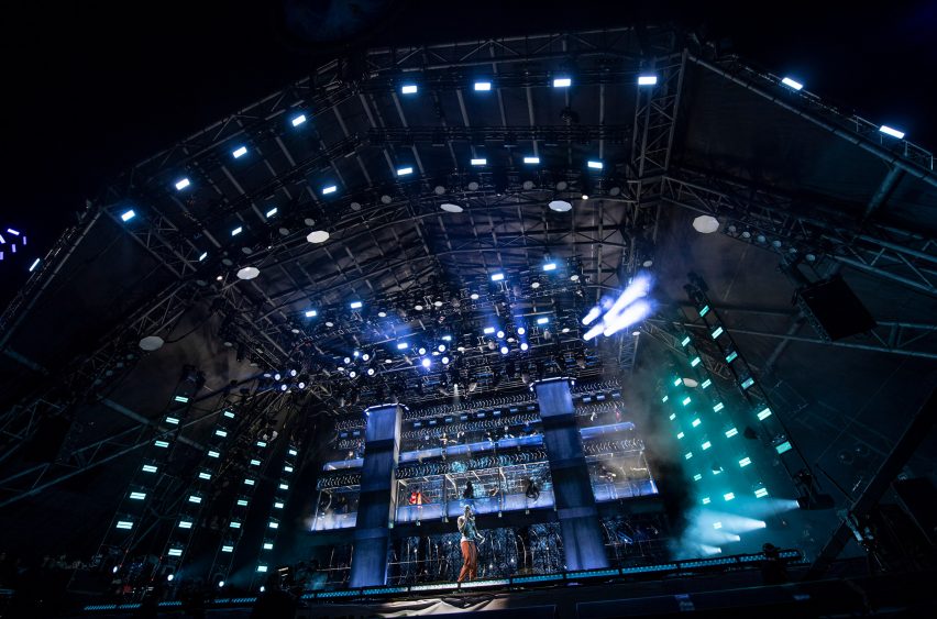 Creative directors "took south London to the farm" for Stormzy's Brutalist-inspired Glastonbury set