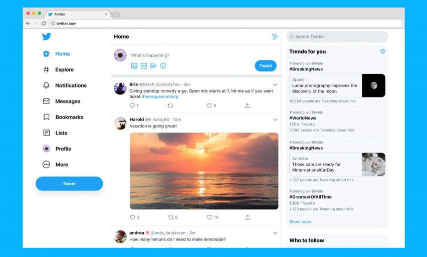 Twitter website redesign