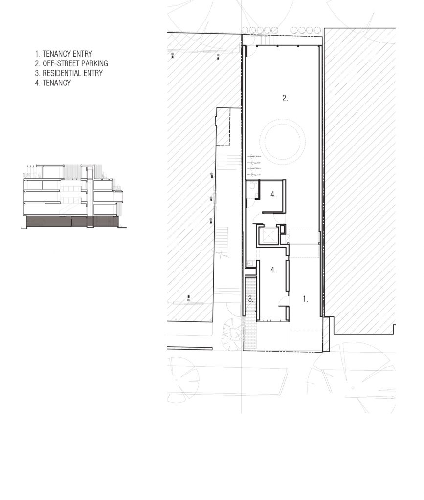 Ground floor plan of Wellington Street Mixed Use by Matt Gibson Architecture and Design