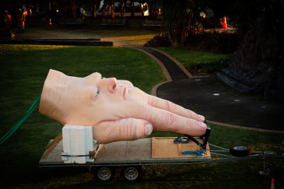 Quasi Ronnie van Hout hand sculpture