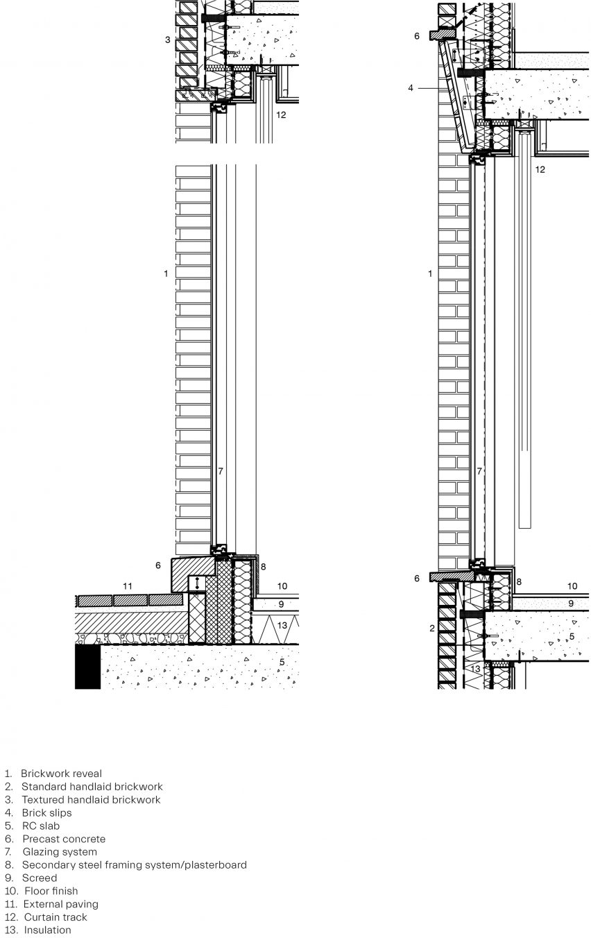 Construction detail through external wall of Bella Vue housing by Morris + Company for Pegasus Life