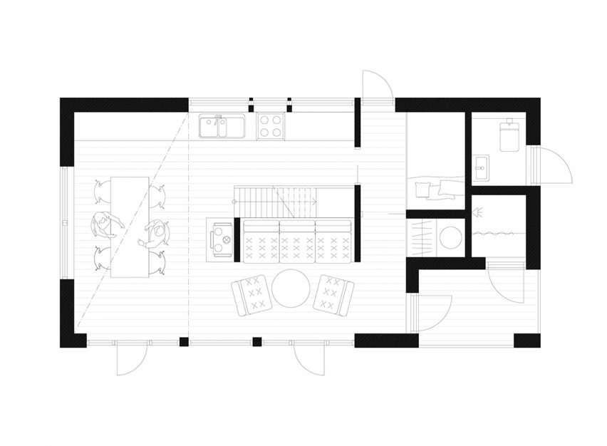 Ground floor plan of Granholmen summerhouse by Bornstein Lyckefors