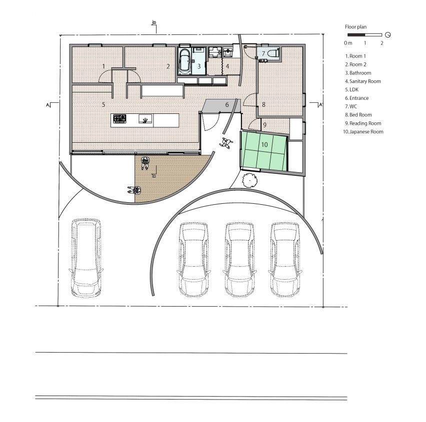 Floor plan of House in Konohana by FujiwaraMuro Architects