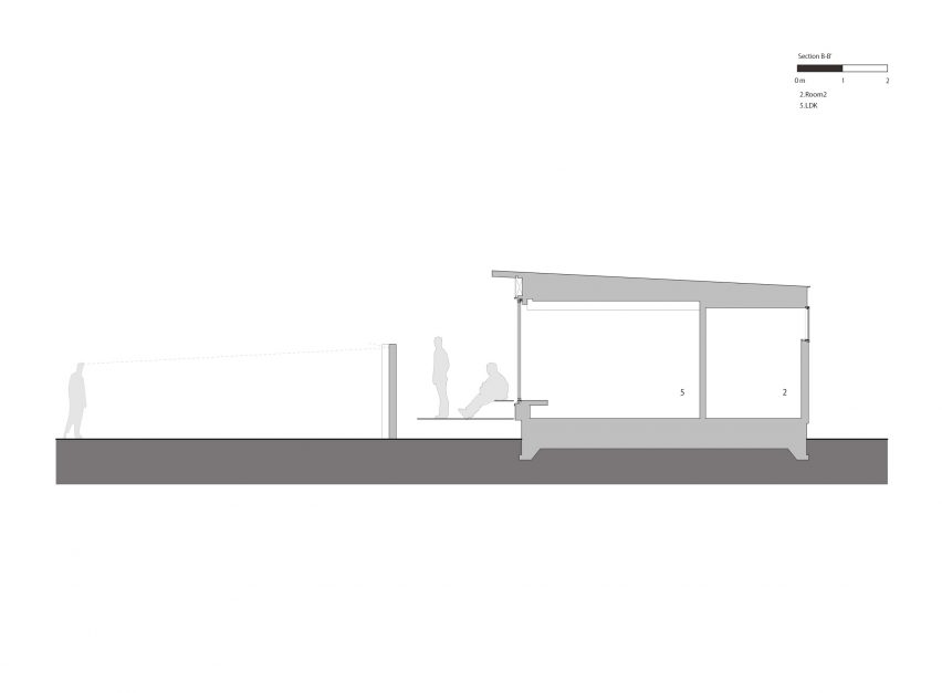 Section B-B of House in Konohana by FujiwaraMuro Architects