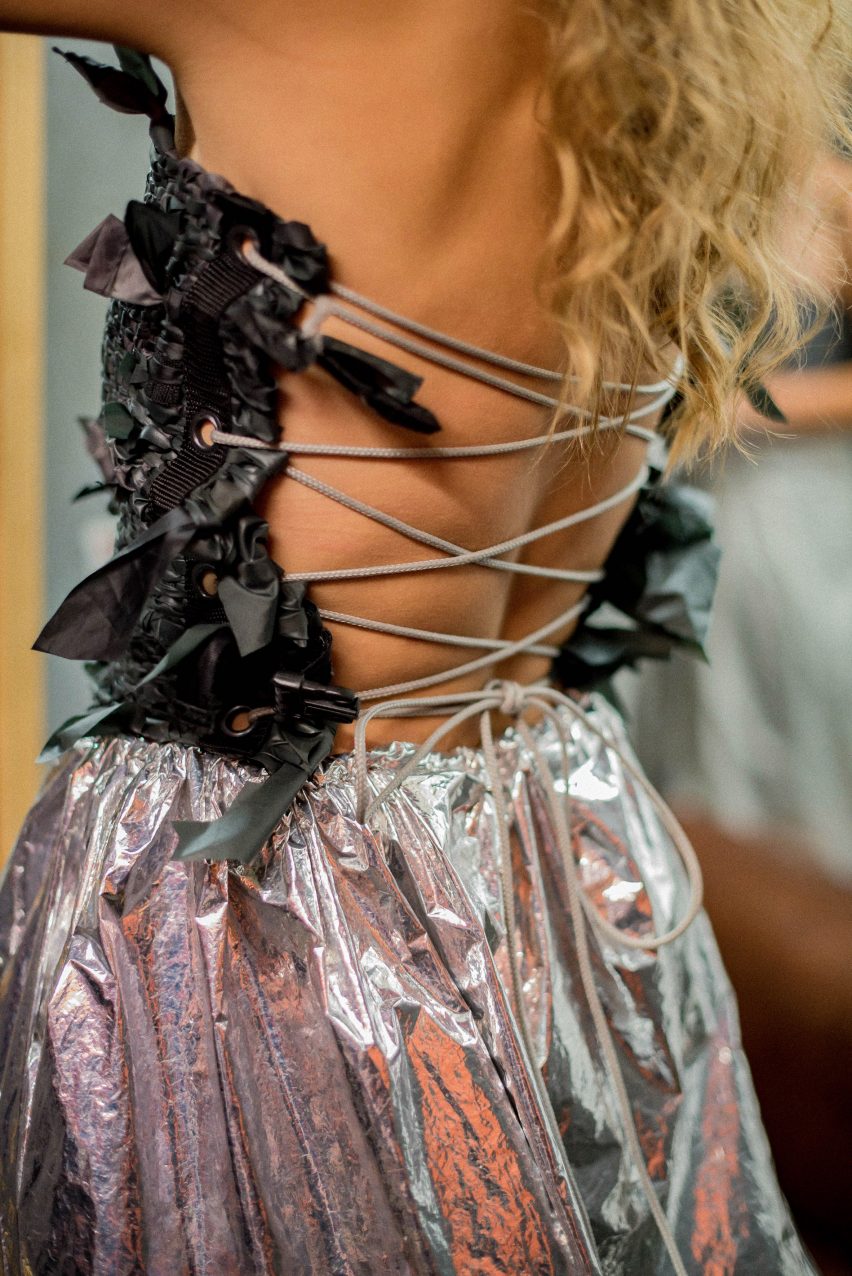 Chloe Baines In Tents upcycled fashion collection