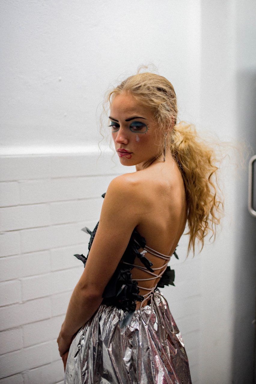 Chloe Baines In Tents upcycled fashion collection