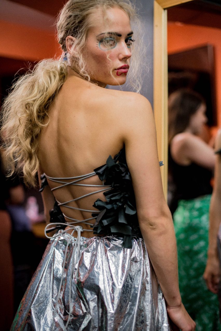 Chloe Baines In Tents upcycled fashion collection
