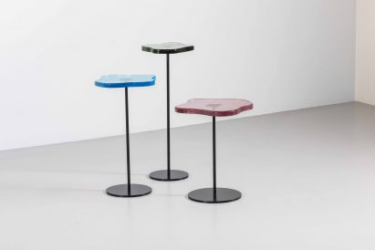 Lily cocktail table with Murano glass top by Tom Faulkner