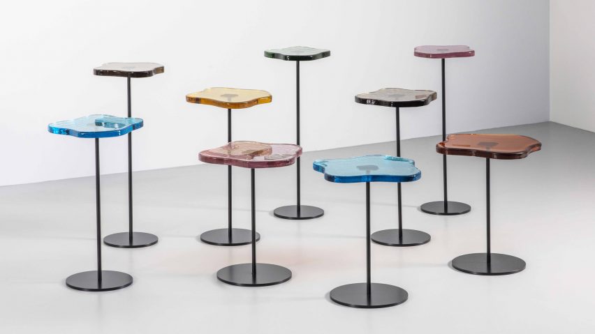 Lily cocktail table with Murano glass top by Tom Faulkner