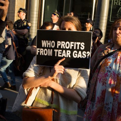 Protestors at Whitney Museum
