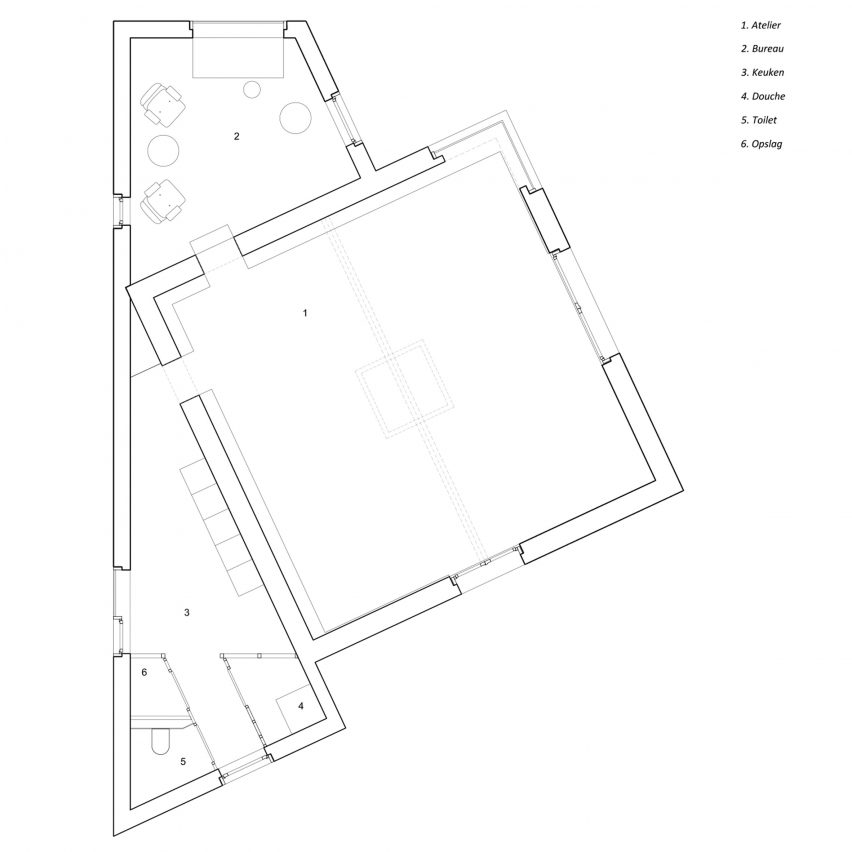 Floor plan of Stief Desmet studio by Graux & Baeyens Architecten