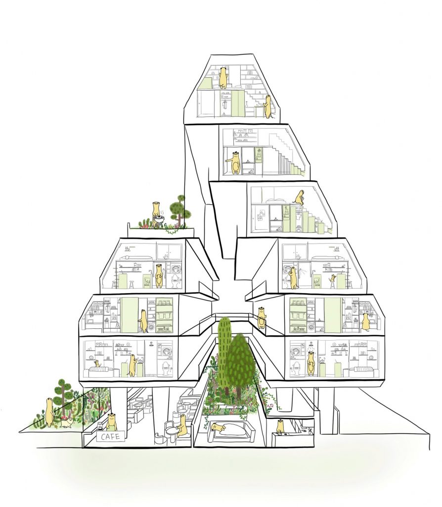 Perspective section of Treehouse by Bo-Daaa