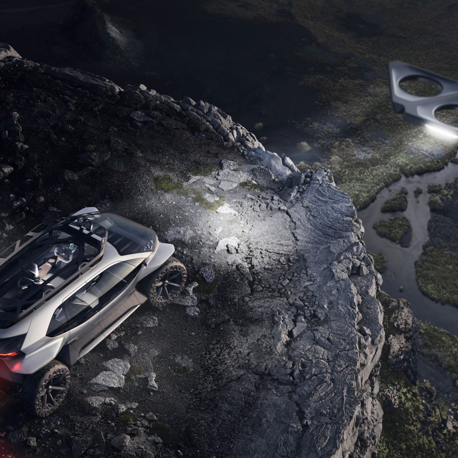 Audi replaces headlights with drones and seats with hammocks in AI:Trail car