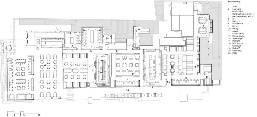 Floor plan of Babylon restaurant and bar by Hoggs & Lamb