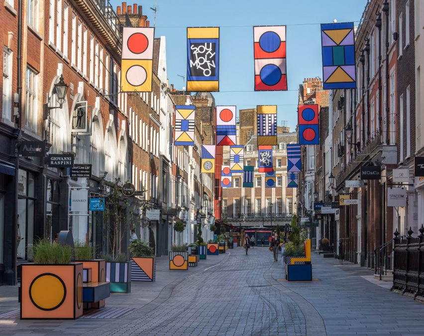 Walala Lounge on South Molton Street, London, by Camille Walala
