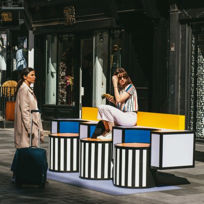 Walala Lounge on South Molton Street, London, by Camille Walala