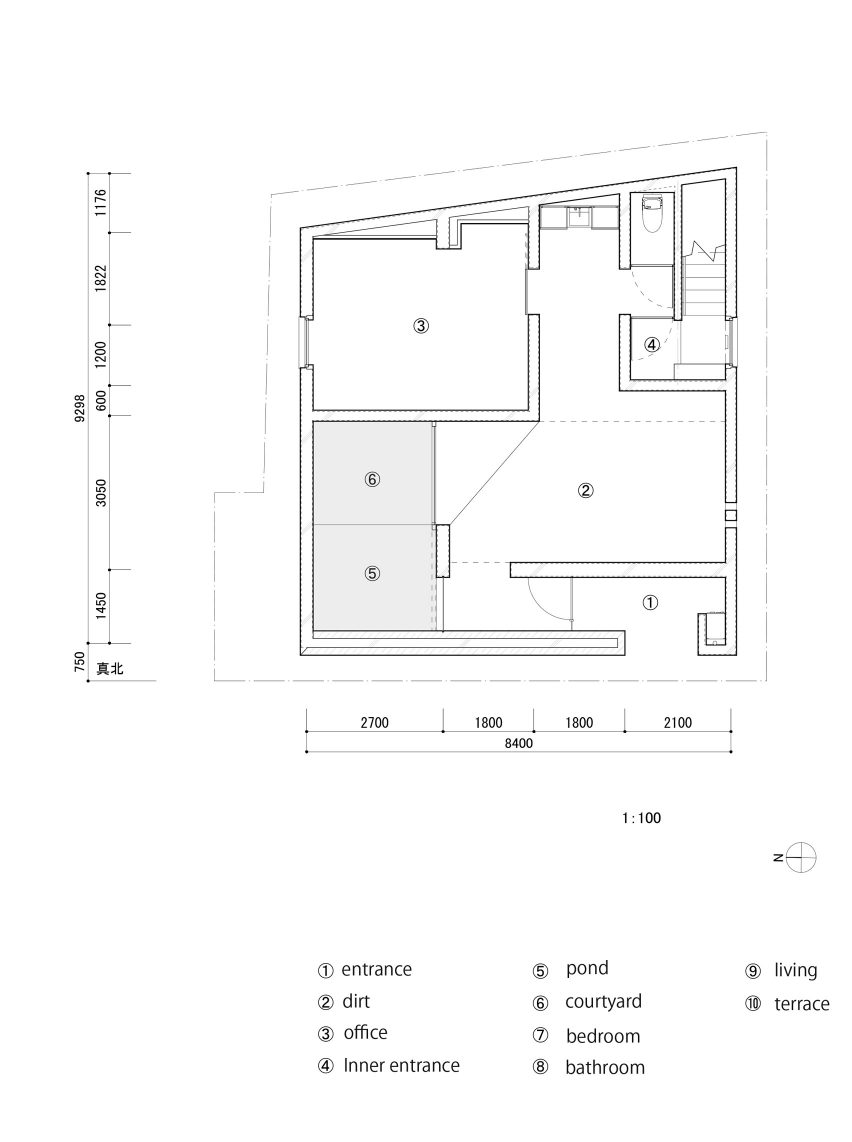 Ground floor plan of F Residence by GOSIZE