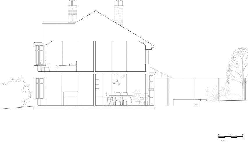 Section of Illustrator's Botanical House by Intervention Architecture