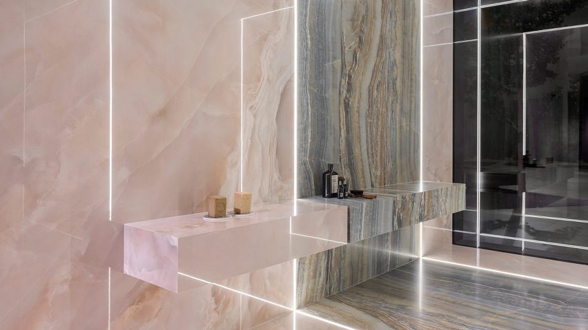 Iris Ceramica designs ceramic tile collection inspired by iridescent onyx stones