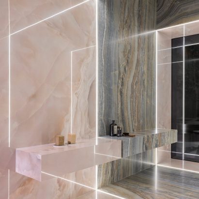 Iris Ceramica designs ceramic tile collection inspired by iridescent onyx stones