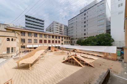 Kagerou Village by Tato Architects, Martinez Barat Lafore Architects, Ludwig Heimbach, Hiroshi Kato, Sven Pfeiffer and Dot Architects at the Kyoto Art Centre, Japan