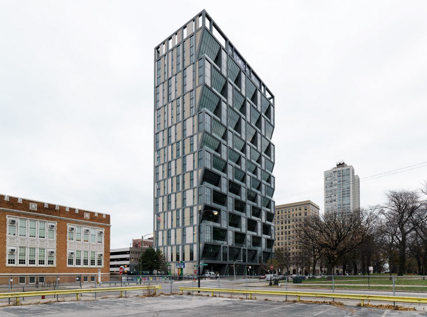 Rieder Group concrete cladding on Solstice on the Park by Studio Gang